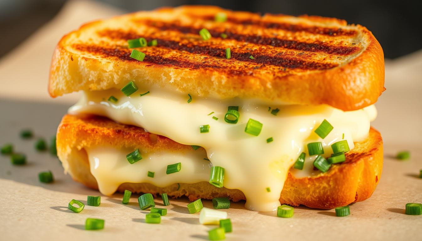 Panini keju mozarella gurih + daun bawang