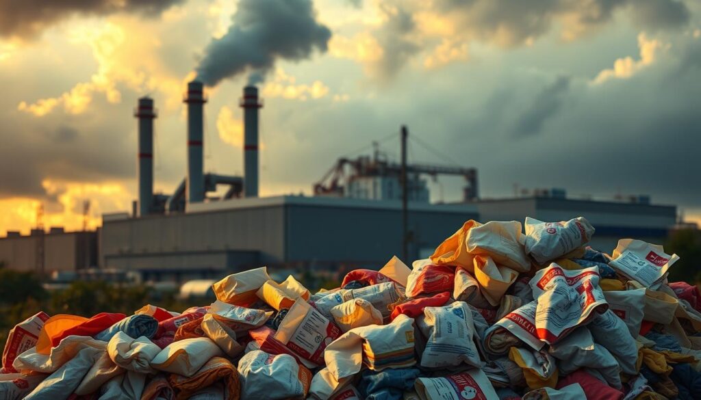 A large industrial factory looming in the background, dark clouds overhead casting an ominous shadow. In the foreground, a pile of imported textile products, their foreign labels and packaging standing in stark contrast to the local industry. The scene conveys a sense of threat and urgency, as the domestic textile sector faces the relentless pressure of foreign competition. Warm lighting illuminates the scene, highlighting the textures and details of the imported goods, while the factory remains partially obscured, a symbol of the challenges faced by local manufacturers. The overall atmosphere is one of tension and foreboding, reflecting the concerns expressed in the article's section title.